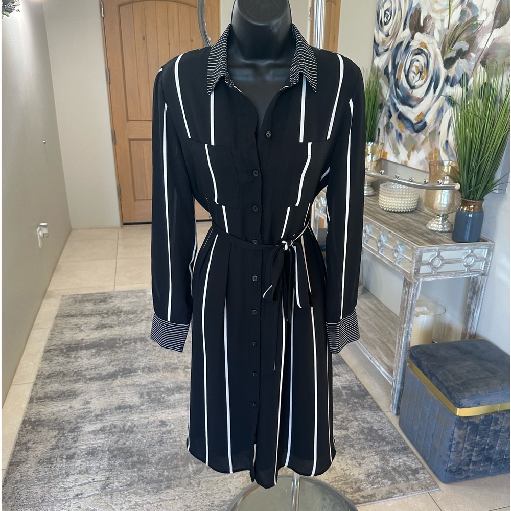 Who What Wear Stripped Sheer Sleeve Dress *NEW*